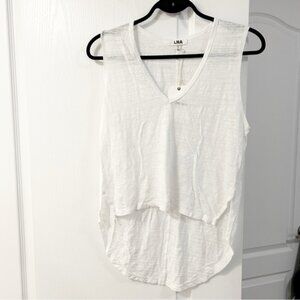 REVOLVE LNA White Sleeveless Tank Top High low hem heathered burnout Cropped XS